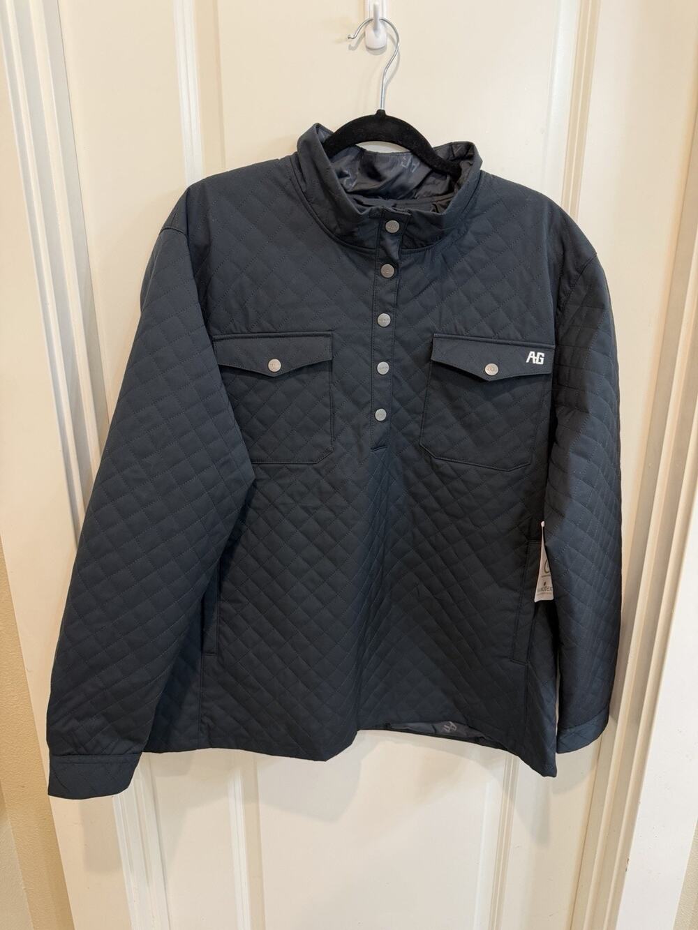 AG Gear Men’s 2X Quilted Pullover Jacket Black Windproof Stain Repellent NWT